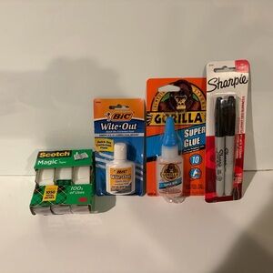 3 Magic Tape & 2 Sharpie                        1 Gorilla Glue & 1 wite-out